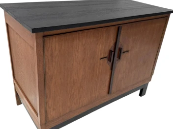 Art Deco Modernist Sideboard or credenza with Black Lacquered Top, 1930s